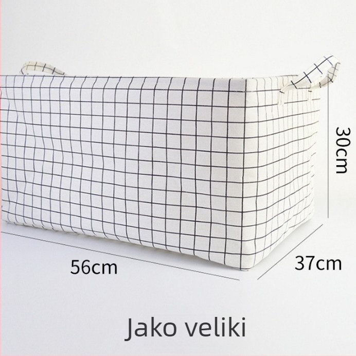 Platnena kutija za skladištenje, sklopiva, periva, velika kapaciteta, košarica za pohranu s vrpcom, pamuk i lan, minimalistički dizajn
