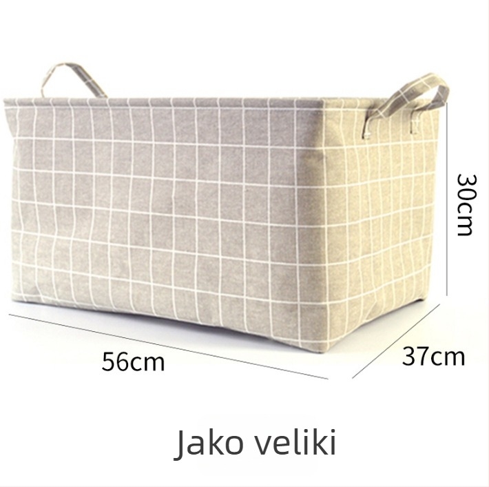Platnena kutija za skladištenje, sklopiva, periva, velika kapaciteta, košarica za pohranu s vrpcom, pamuk i lan, minimalistički dizajn