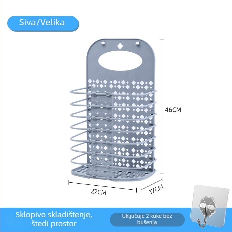 Zidni koš za prljavu odjeću, bez bušenja, sklopivi, za kupaonicu