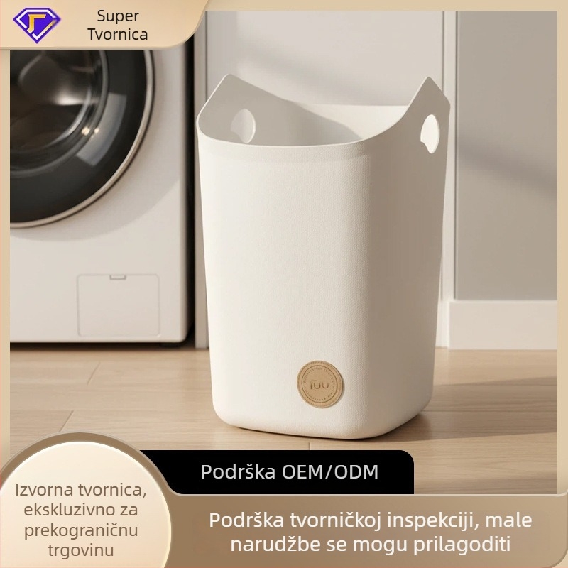 Premium veliki kućni koš za rublje s kotačićima, japanskog stila bijelo-sivi, za prljavu odjeću