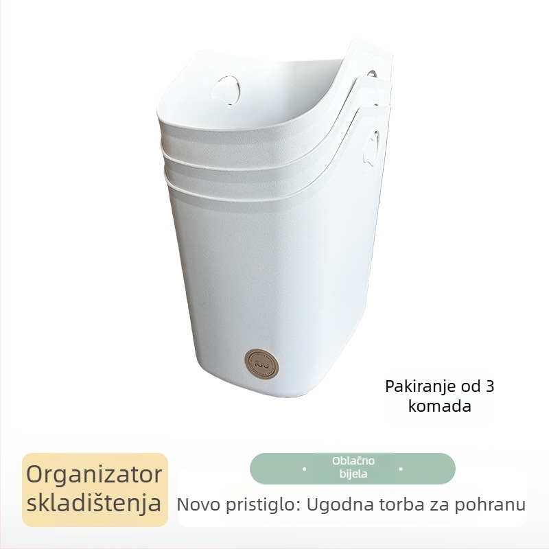 Premium veliki kućni koš za rublje s kotačićima, japanskog stila bijelo-sivi, za prljavu odjeću