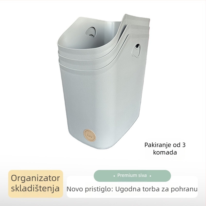 Premium veliki kućni koš za rublje s kotačićima, japanskog stila bijelo-sivi, za prljavu odjeću