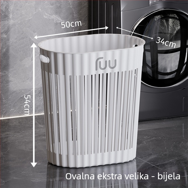 Premium veliki kućni koš za rublje s kotačićima, japanskog stila bijelo-sivi, za prljavu odjeću