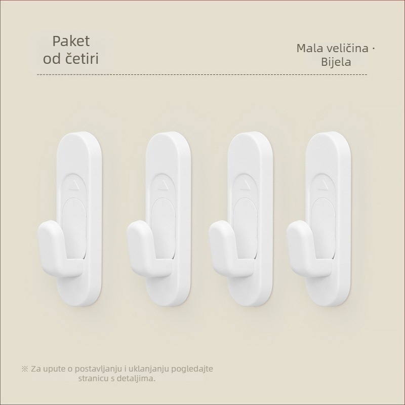 Ljepljivi kuk za zid lakiran latexom, bez bušenja, za vrata, paket od 2 komada, nosivost do 2 kg
