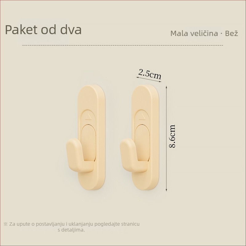 Ljepljivi kuk za zid lakiran latexom, bez bušenja, za vrata, paket od 2 komada, nosivost do 2 kg
