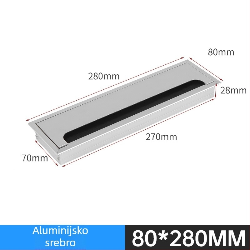 Aluminijska kutija za kabel s poklopcem od aluminijske legure, kvadratni poklopac za otvore za kabel, dekorativni poklop za stolnu organizaciju kablova, moderan minimalistički dizajn, oksidirani završetak
