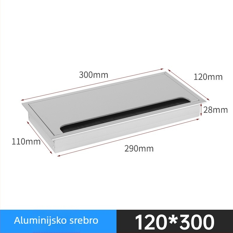 Aluminijska kutija za kabel s poklopcem od aluminijske legure, kvadratni poklopac za otvore za kabel, dekorativni poklop za stolnu organizaciju kablova, moderan minimalistički dizajn, oksidirani završetak