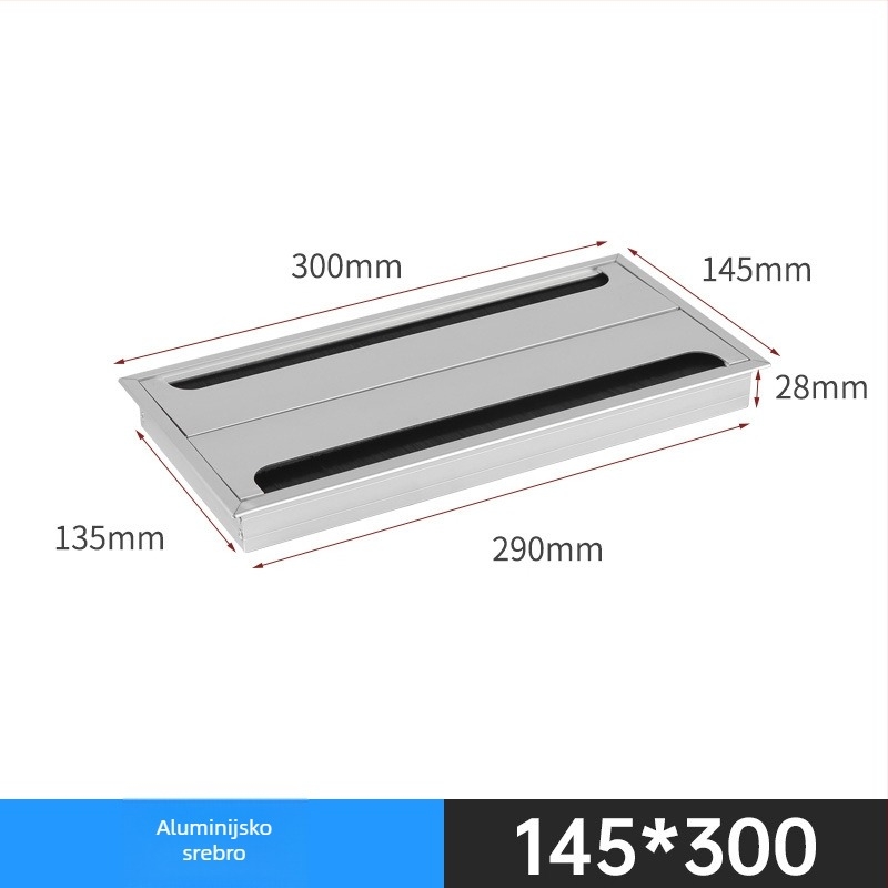 Aluminijska kutija za kabel s poklopcem od aluminijske legure, kvadratni poklopac za otvore za kabel, dekorativni poklop za stolnu organizaciju kablova, moderan minimalistički dizajn, oksidirani završetak