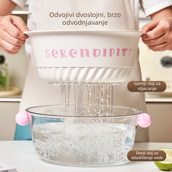 Dopamine kuhinjska dvostruka posuda za pranje s odvodnim košem za povrće i voće