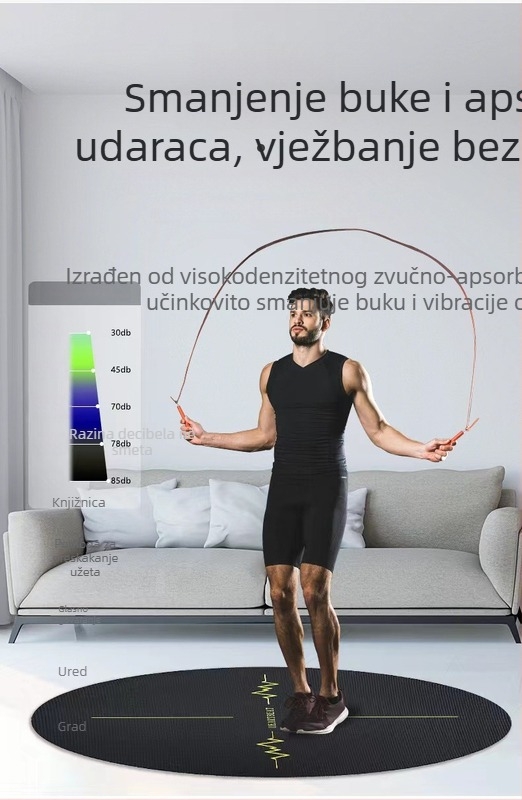 Kružna antivibracijska podloga za skakanje s užetom i unutarnji fitness, ublažava udarce, tiha i zvučno izolirana, debela joga podloga