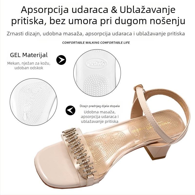 3/4 duljine silikonske uloške za žene za visoke potpetice, ublažavanje udara, masažna podloga za stopala, nevidljiva otpornost na habanje, podrška luka