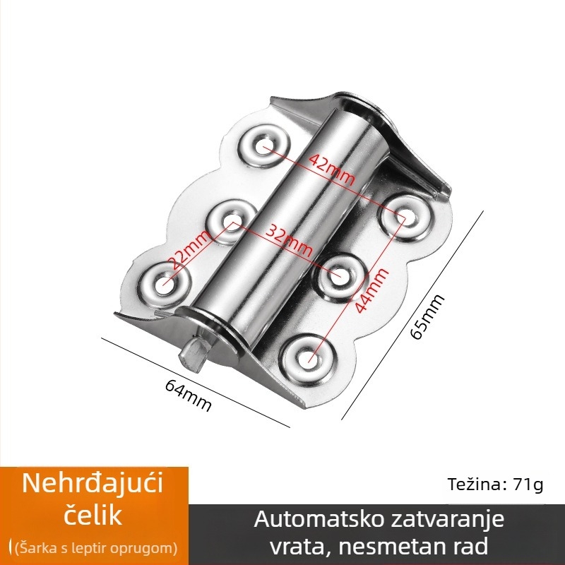 Nehrđajući čelični šarka s oprugom, automatsko vraćanje i torzijska opruga – kompaktni mini šarka za ormariće
