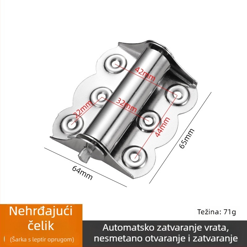 Nehrđajući čelični šarka s oprugom, automatsko vraćanje i torzijska opruga – kompaktni mini šarka za ormariće