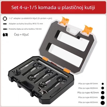 5-dijelni skup bušenja rupa u drvu s vanjskim navojem, bušač za porozne cigle i produženi plastični bušač za drvo