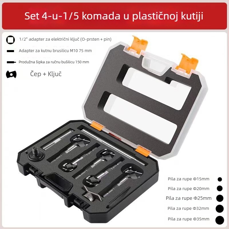 5-dijelni skup bušenja rupa u drvu s vanjskim navojem, bušač za porozne cigle i produženi plastični bušač za drvo