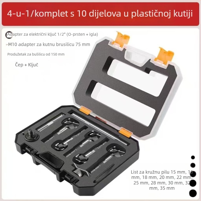 5-dijelni skup bušenja rupa u drvu s vanjskim navojem, bušač za porozne cigle i produženi plastični bušač za drvo