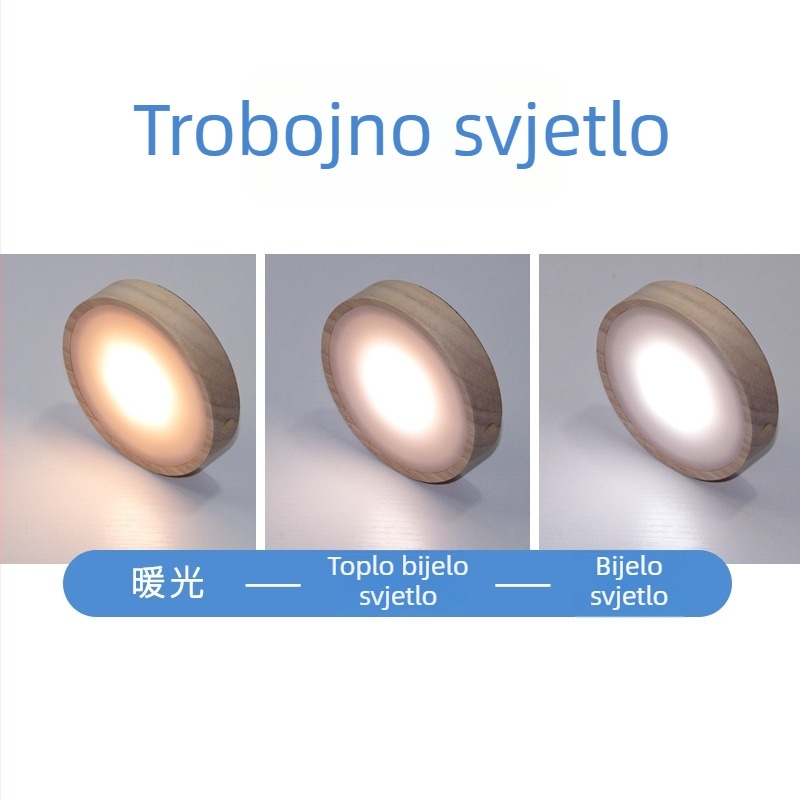 Kružna LED podloga od masivnog drveta za bocu vina, bežično DIY noćno svjetlo, kristalna podloga lampe za izložbu