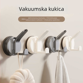 Kuka s vakuumskom čašom, bez bušenja, nosivost 3-5 kg, za kupaonicu i kuhinju, minimalistički dizajn