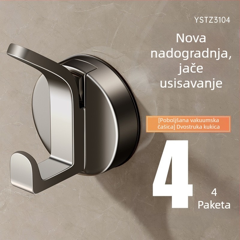 Kuka s vakuumskom čašom, bez bušenja, nosivost 3-5 kg, za kupaonicu i kuhinju, minimalistički dizajn