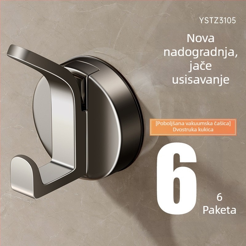 Kuka s vakuumskom čašom, bez bušenja, nosivost 3-5 kg, za kupaonicu i kuhinju, minimalistički dizajn