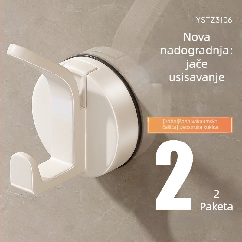 Kuka s vakuumskom čašom, bez bušenja, nosivost 3-5 kg, za kupaonicu i kuhinju, minimalistički dizajn