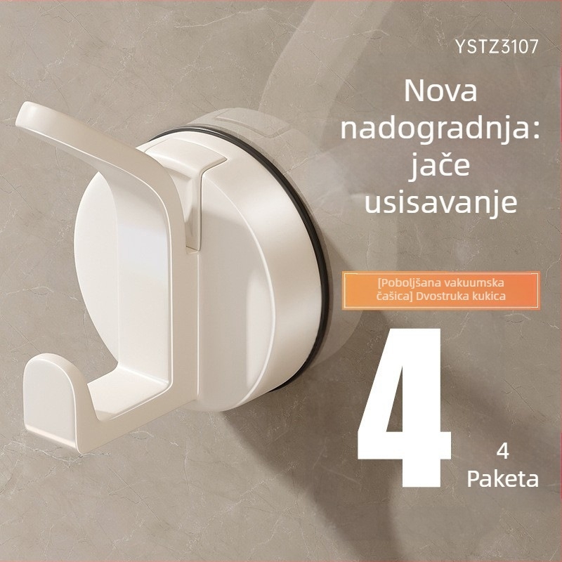 Kuka s vakuumskom čašom, bez bušenja, nosivost 3-5 kg, za kupaonicu i kuhinju, minimalistički dizajn