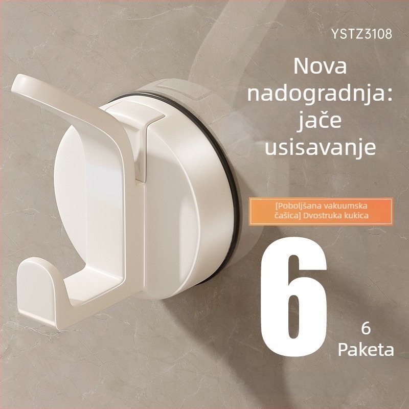 Kuka s vakuumskom čašom, bez bušenja, nosivost 3-5 kg, za kupaonicu i kuhinju, minimalistički dizajn