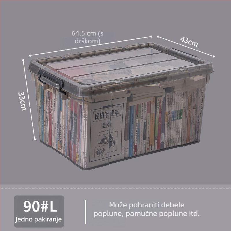 Ekstra veliki prozirni plastični spremnik za pohranu s poklopcem za odjeću, kućna uporaba, ojačan