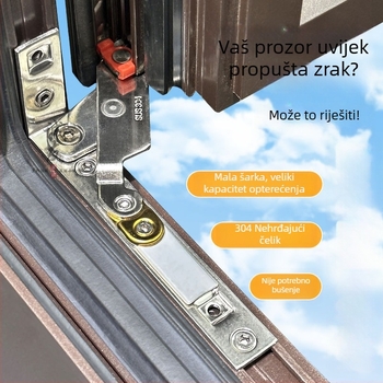 Skriveni šarke od nehrđajućeg čelika za unutarnje otvaranje prozora 180°, aluminijski okvir s toplinskim mostom, brtvljenje, montaža bez bušenja.
