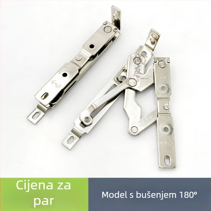 Skriveni šarke od nehrđajućeg čelika za unutarnje otvaranje prozora 180°, aluminijski okvir s toplinskim mostom, brtvljenje, montaža bez bušenja.