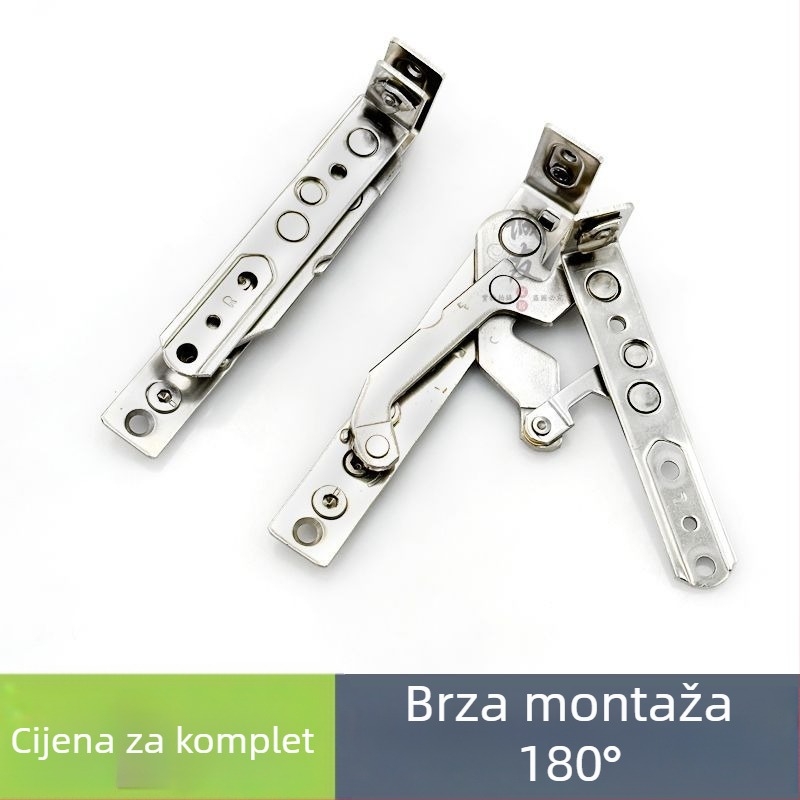 Skriveni šarke od nehrđajućeg čelika za unutarnje otvaranje prozora 180°, aluminijski okvir s toplinskim mostom, brtvljenje, montaža bez bušenja.