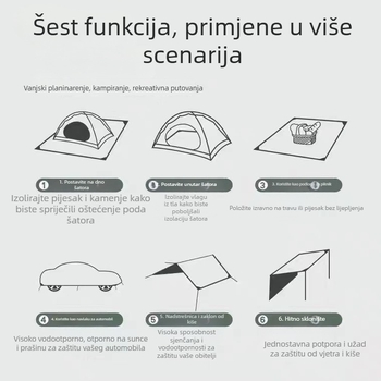 Vanjska podloga za šator i kampiranje, debela, vodootporna i otporna na habanje, piknik podloga