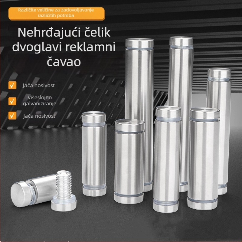 Nehrđajući čelični dvostruko glavni nokti za akrilne nosače, pričvršćivanje pločica i stakla, dijelovi za reklamne ploče