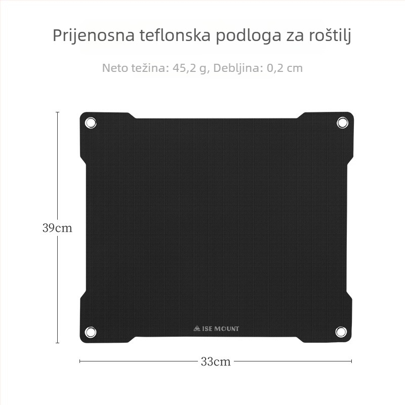 ISE MOUNT Vanjska podloga za roštilj s visokom temperaturom, otporna na prijanjanje Teﬂon, sklopiva, vlaknastog stakla, piknik podloga