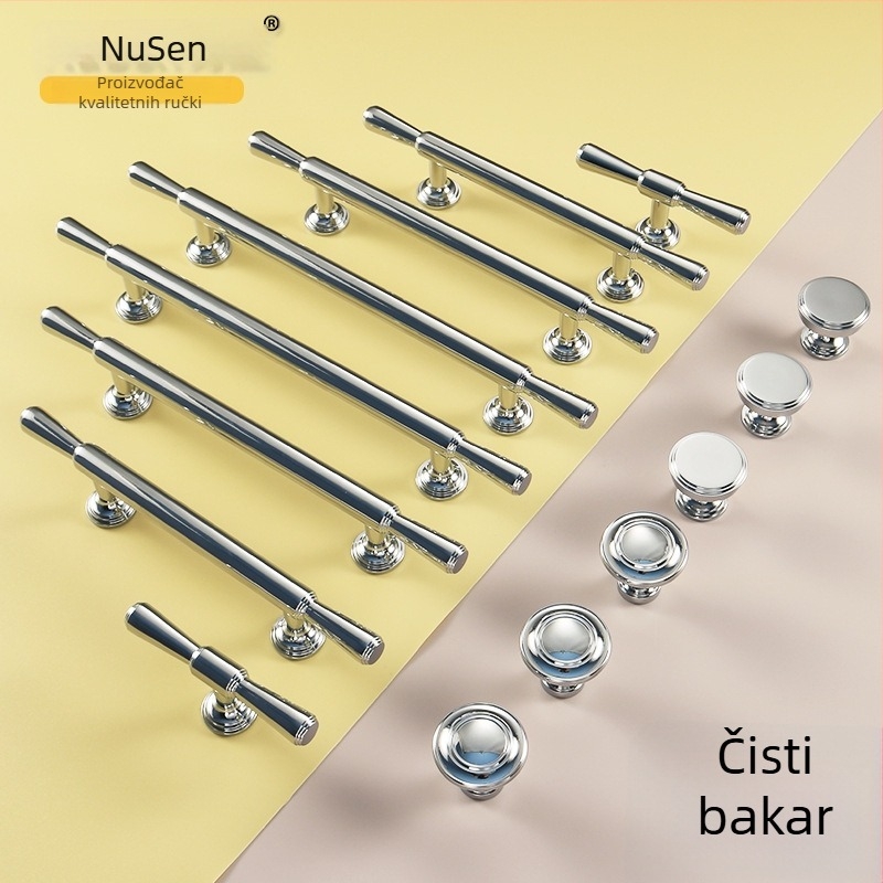 Kromirani bakreni držač za garderobu, francuski moderni minimalistički stil, s jednim otvorom, cijeli od bakra