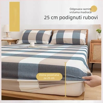 Minimalistički 100% pamuk prilagođeni pokrov za krevet 1,5 m – potpuno obuhvaća madrac, zaštita od prašine