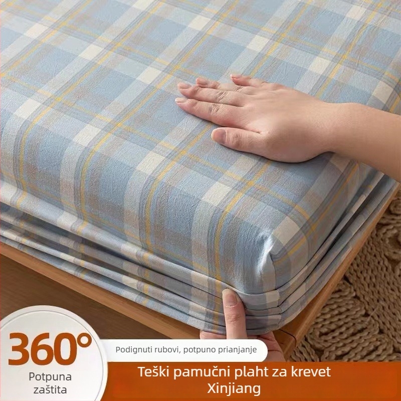Minimalistički 100% pamuk prilagođeni pokrov za krevet 1,5 m – potpuno obuhvaća madrac, zaštita od prašine