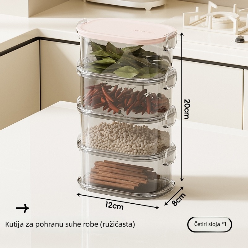 Plastična posuda za začine u kuhinji, zatvoreni spremnik za papar i anis, prehrambena kvaliteta za suhe sastojke