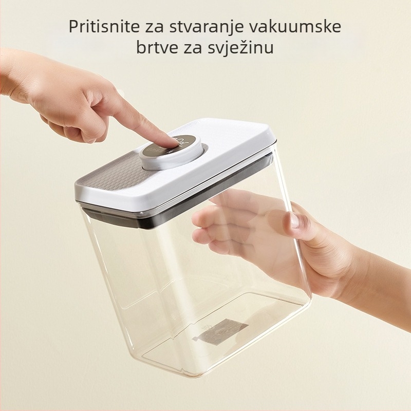Plastični spremnik za skladištenje hrane s pritisnim brtvom – za žitarice, grickalice, čaj, kavu i bombone