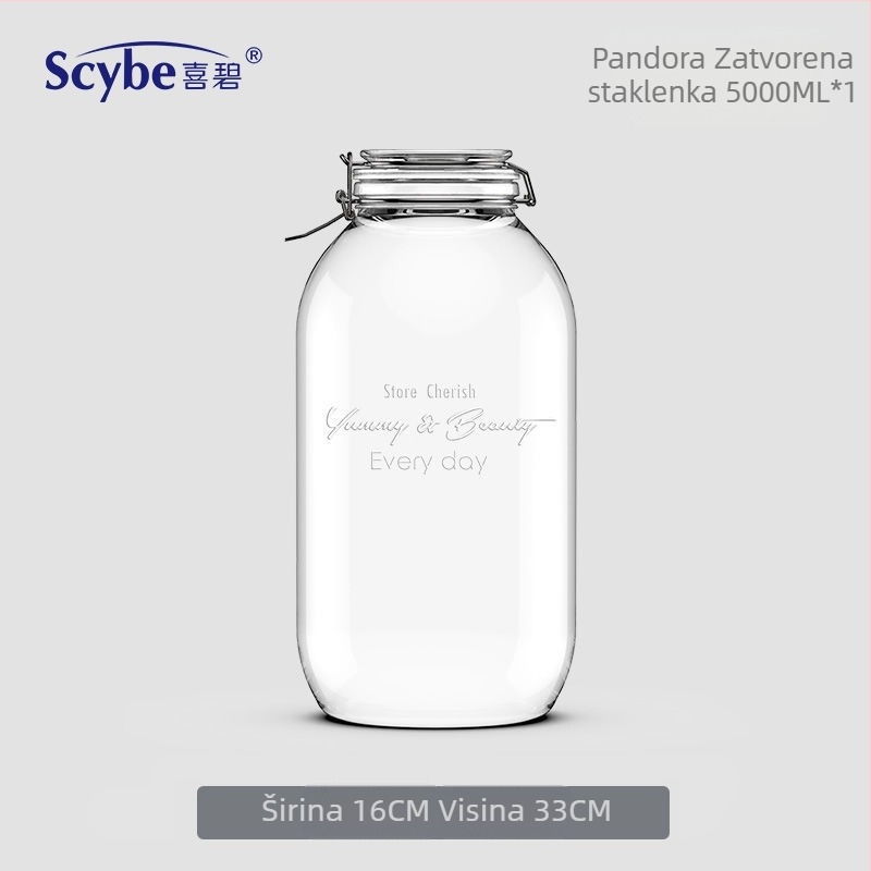 Staklena posuda s poklopcem za skladištenje hrane, 5 L
