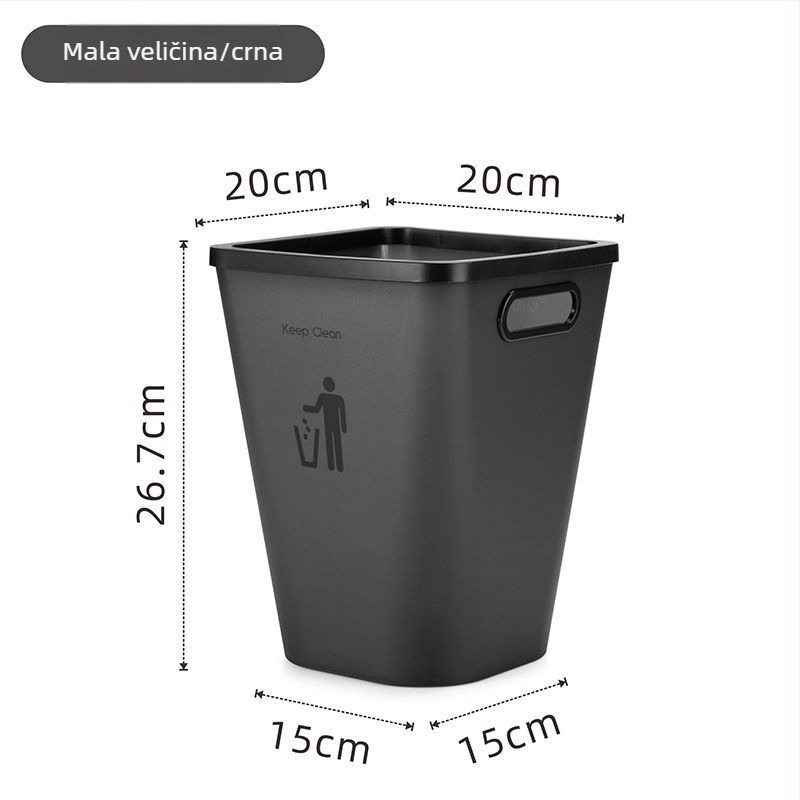 Velika kanta za otpad za dom, pogodna za dnevni boravak, spavaću sobu, kuhinju, kupaonicu i WC, s poklopcem s tlakom prstena i mat završnom obradom