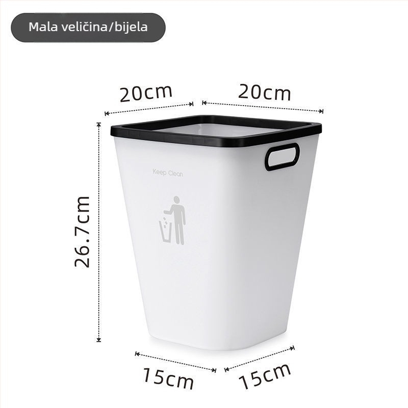 Velika kanta za otpad za dom, pogodna za dnevni boravak, spavaću sobu, kuhinju, kupaonicu i WC, s poklopcem s tlakom prstena i mat završnom obradom