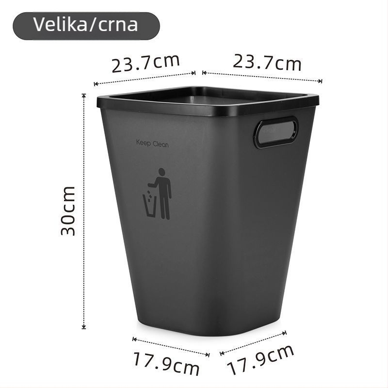 Velika kanta za otpad za dom, pogodna za dnevni boravak, spavaću sobu, kuhinju, kupaonicu i WC, s poklopcem s tlakom prstena i mat završnom obradom