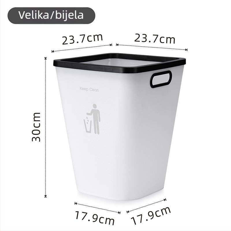 Velika kanta za otpad za dom, pogodna za dnevni boravak, spavaću sobu, kuhinju, kupaonicu i WC, s poklopcem s tlakom prstena i mat završnom obradom
