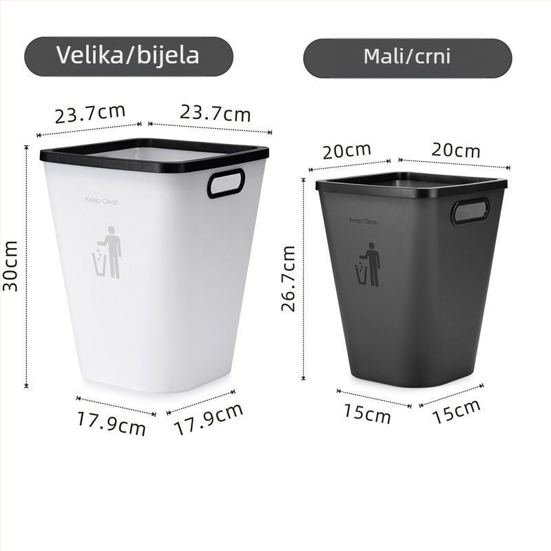 Velika kanta za otpad za dom, pogodna za dnevni boravak, spavaću sobu, kuhinju, kupaonicu i WC, s poklopcem s tlakom prstena i mat završnom obradom