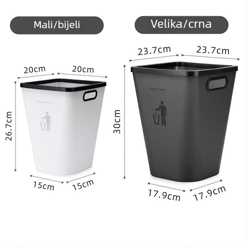 Velika kanta za otpad za dom, pogodna za dnevni boravak, spavaću sobu, kuhinju, kupaonicu i WC, s poklopcem s tlakom prstena i mat završnom obradom