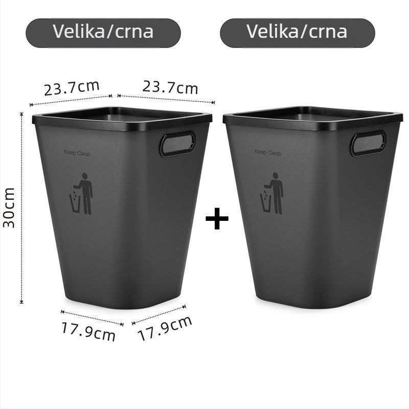 Velika kanta za otpad za dom, pogodna za dnevni boravak, spavaću sobu, kuhinju, kupaonicu i WC, s poklopcem s tlakom prstena i mat završnom obradom
