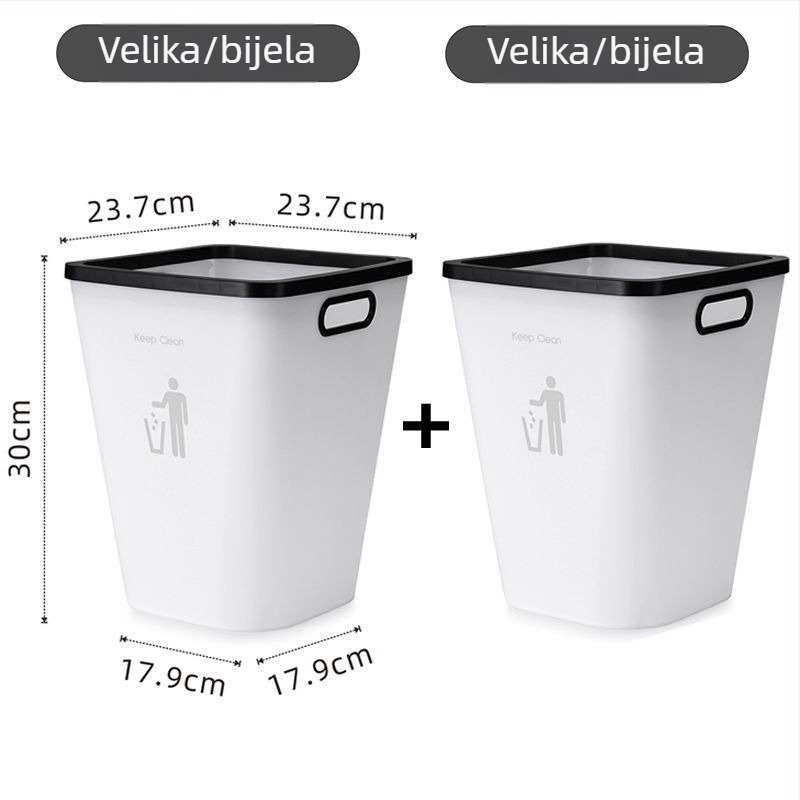 Velika kanta za otpad za dom, pogodna za dnevni boravak, spavaću sobu, kuhinju, kupaonicu i WC, s poklopcem s tlakom prstena i mat završnom obradom