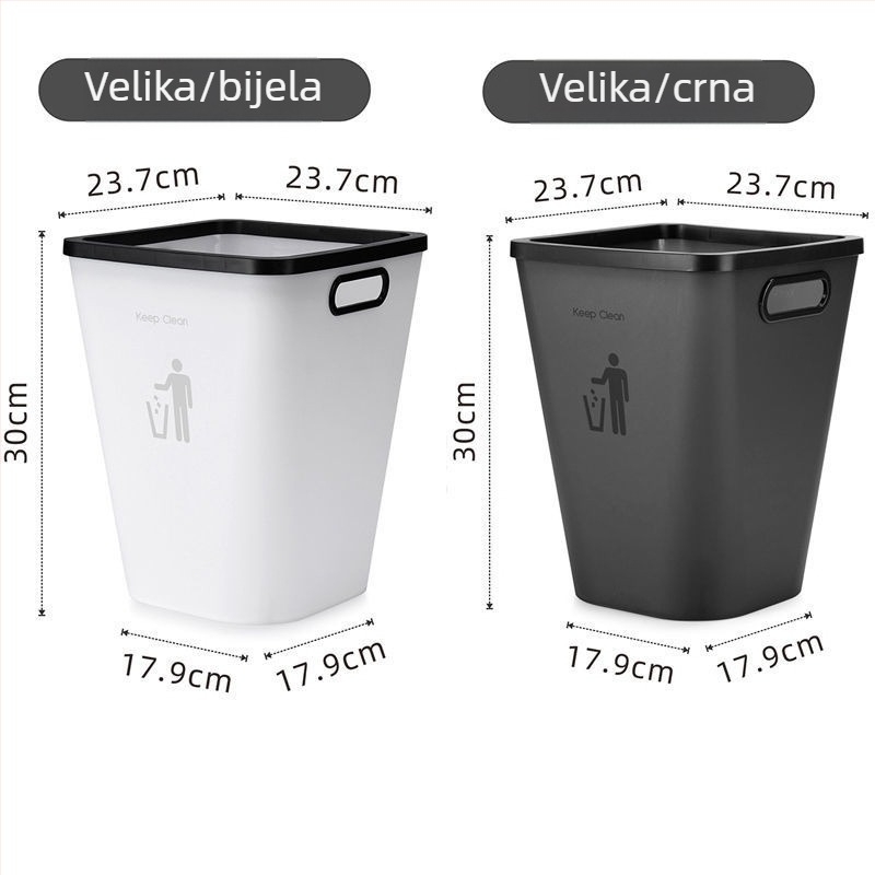 Velika kanta za otpad za dom, pogodna za dnevni boravak, spavaću sobu, kuhinju, kupaonicu i WC, s poklopcem s tlakom prstena i mat završnom obradom