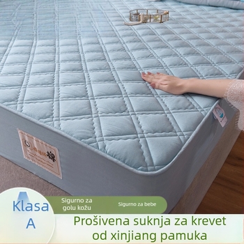 Napinjajući list od 100% pamuka s prešivljenom punom, protuklizan, debeo; zaštita madraca i prekrivač kreveta